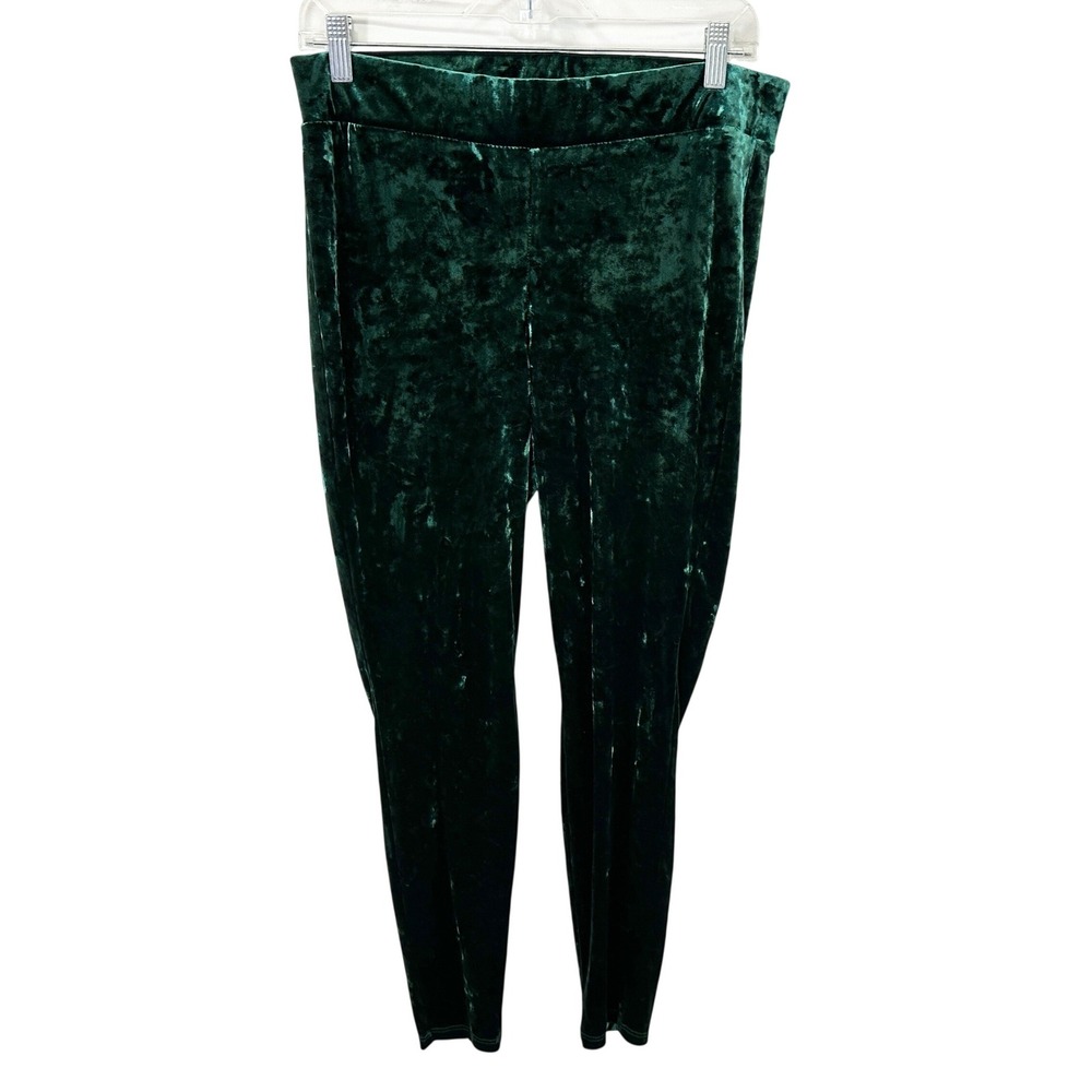 Torrid Plus Size 2X Leggings Emerald Green Velvet Velour Chrismtas Holiday 1315